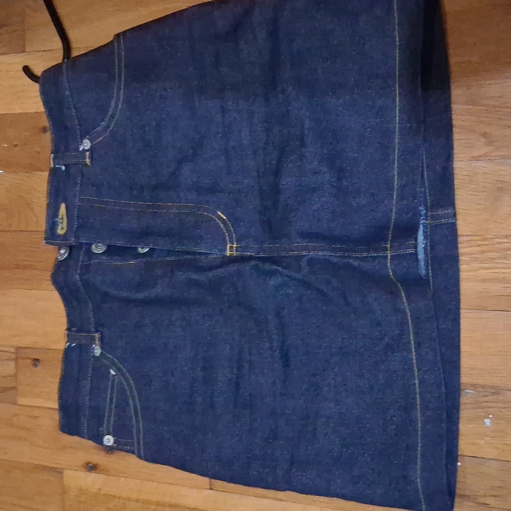 Jill Stuart White and Dark Blue Denim Skirt